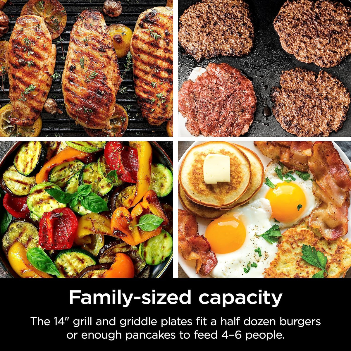 Sizzle™ Indoor Grill & Griddle, 14'', 500°F, Grey/Silver, GR101 – set view