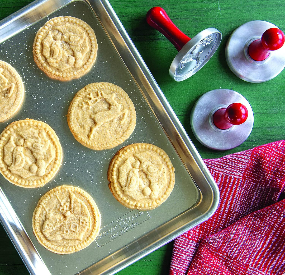 Yuletide Cookie Stamps (Set of 3), Sturdy Cast Aluminium Cookie Stamp Set – detail