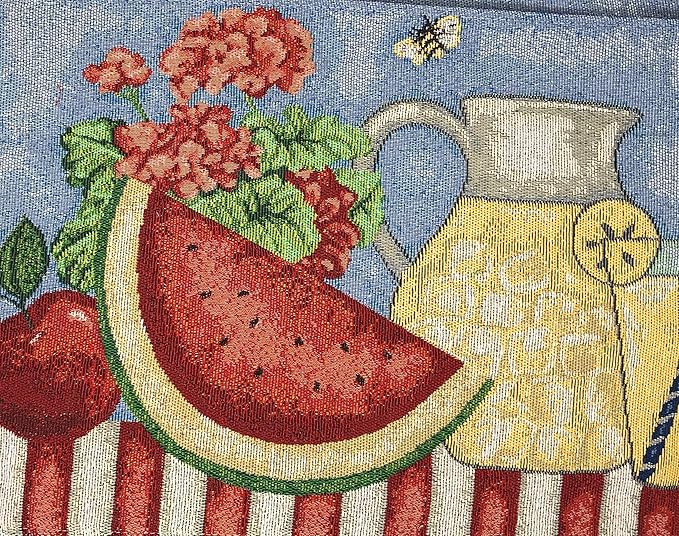 Table Runner 13 x 54 Inch Woven Tapestry with Fruit and Floral Design